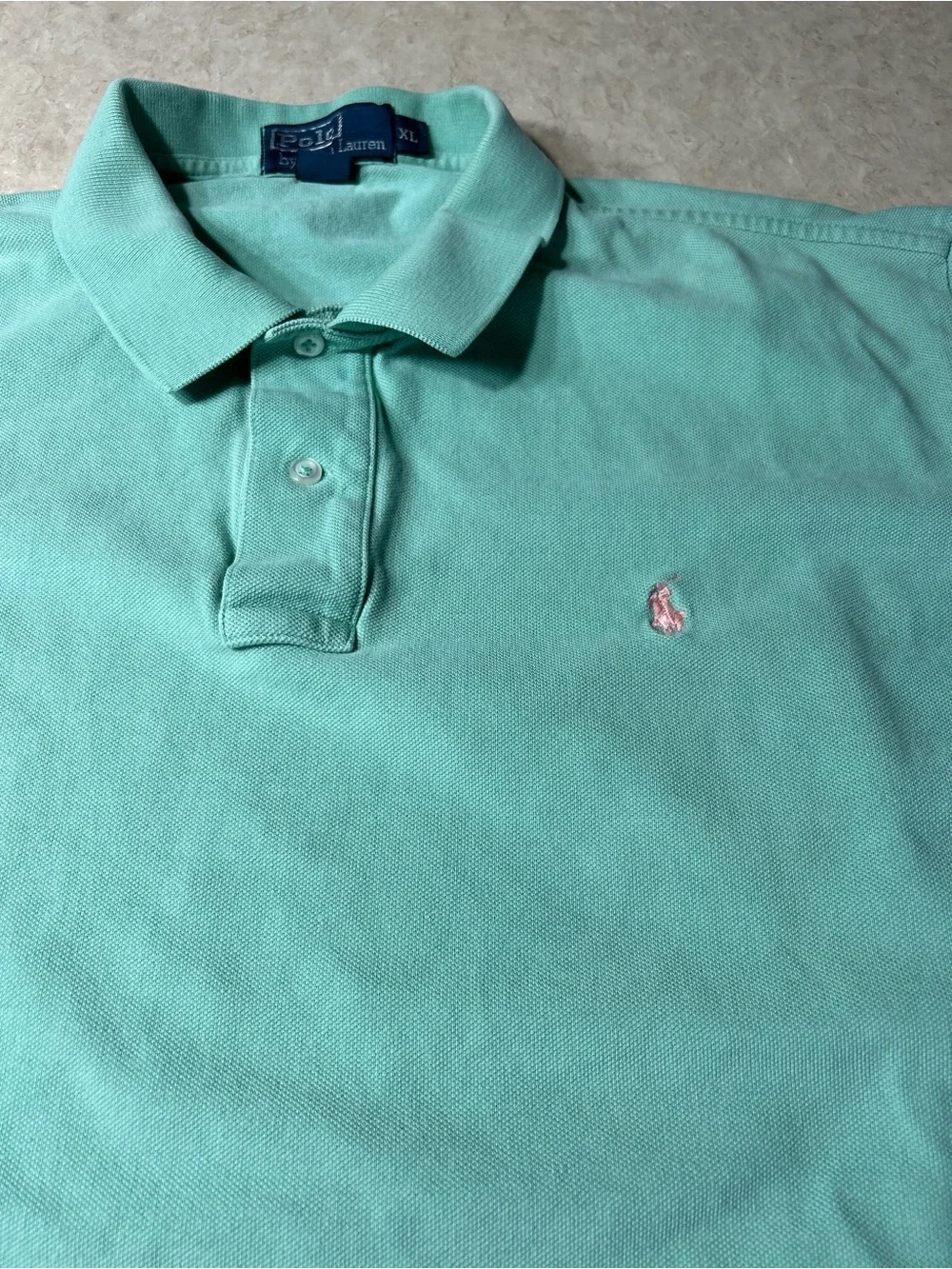 Pair (2) Polo By Ralph Lauren XL Teal And White With Brown Stripes Polos